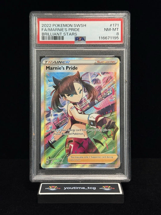 2022 Pokemon Sword & Shield Brilliant Stars Fa/Marnie's Pride #171 PSA 8