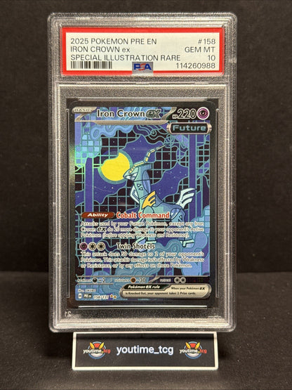 2025 Pokemon Prismatic Evolutions SIR Iron Crown Ex #158 PSA 10