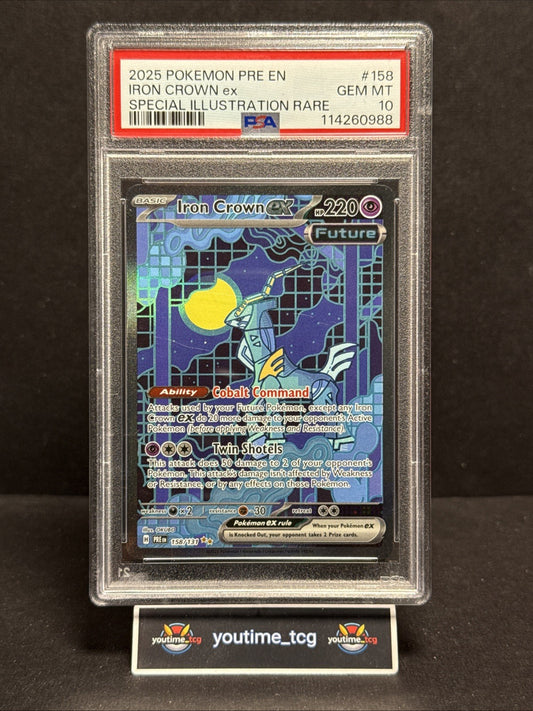 2025 Pokemon Prismatic Evolutions SIR Iron Crown Ex #158 PSA 10