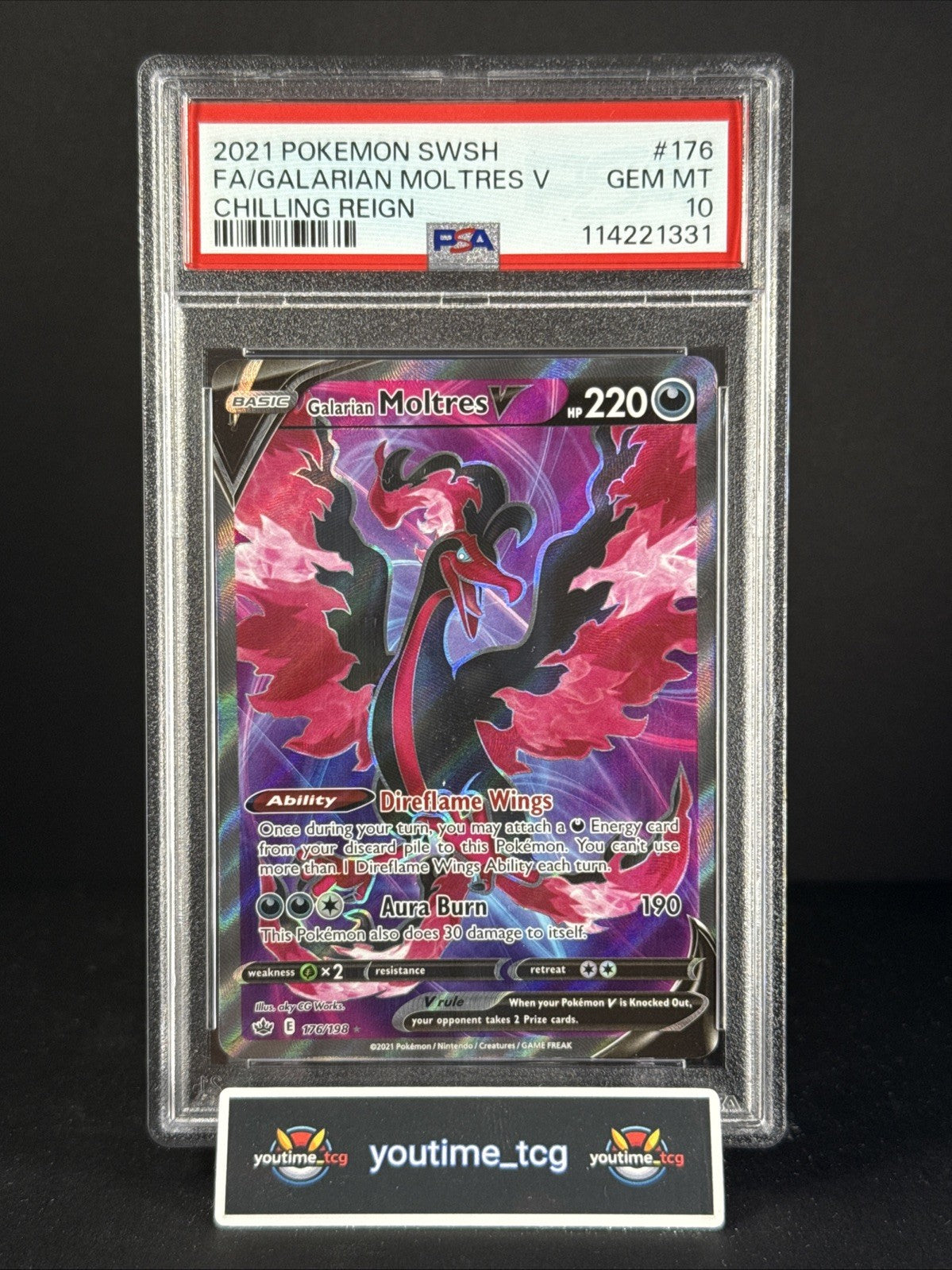 2021 Pokemon Sword & Shield Chilling Reign Fa Galarian Moltres V #176 PSA 10