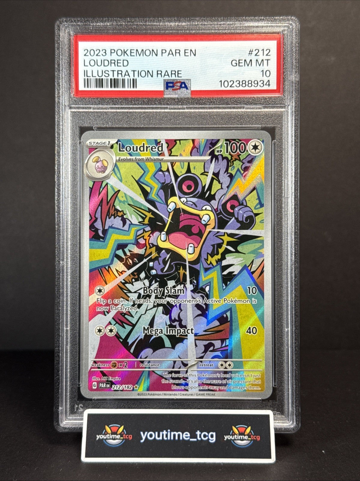 2023 Pokemon Par En-Paradox Rift Illustration Rare Loudred #212 PSA 10