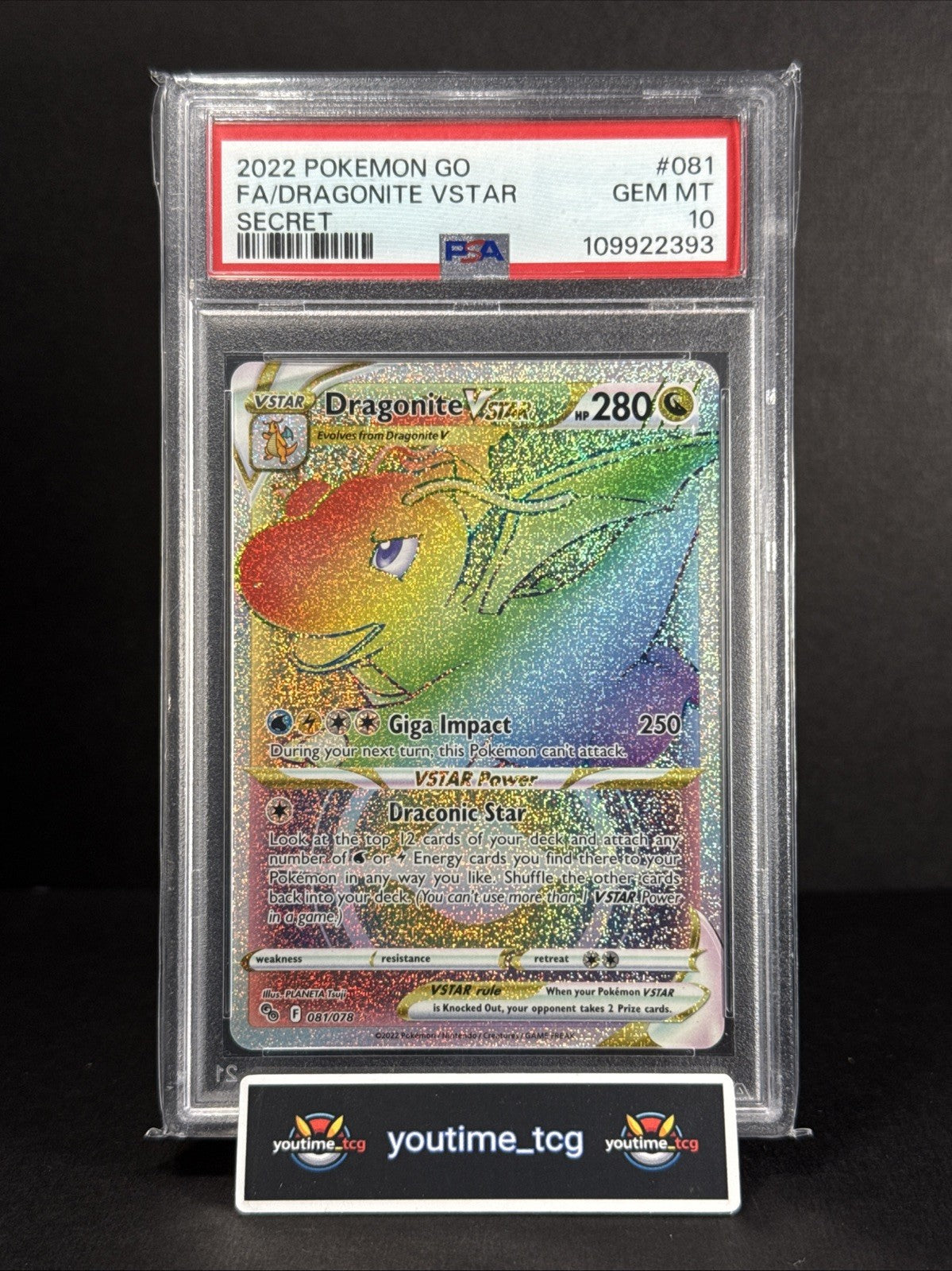 2022 Pokemon Go Fa Secret Dragonite Vstar #081 PSA 10
