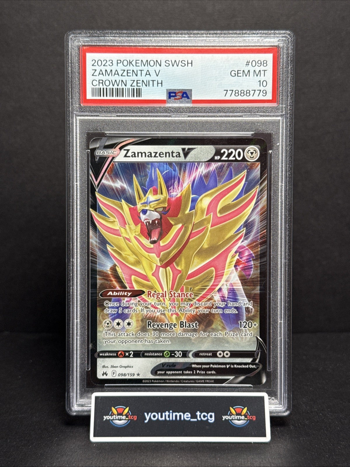 2023 Pokemon Sword And Shield Crown Zenith Zamazenta V #098 PSA 10