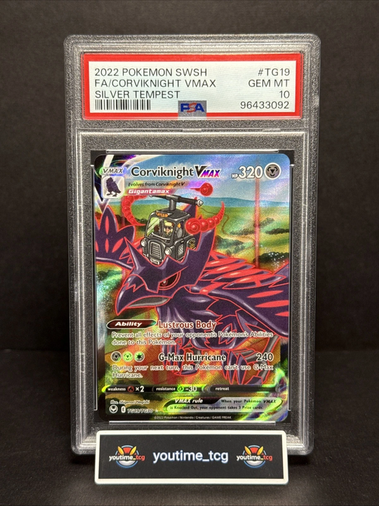 2022 Pokemon Sword & Shield Silver Tempest Fa Corviknight Vmax #TG19 PSA 10