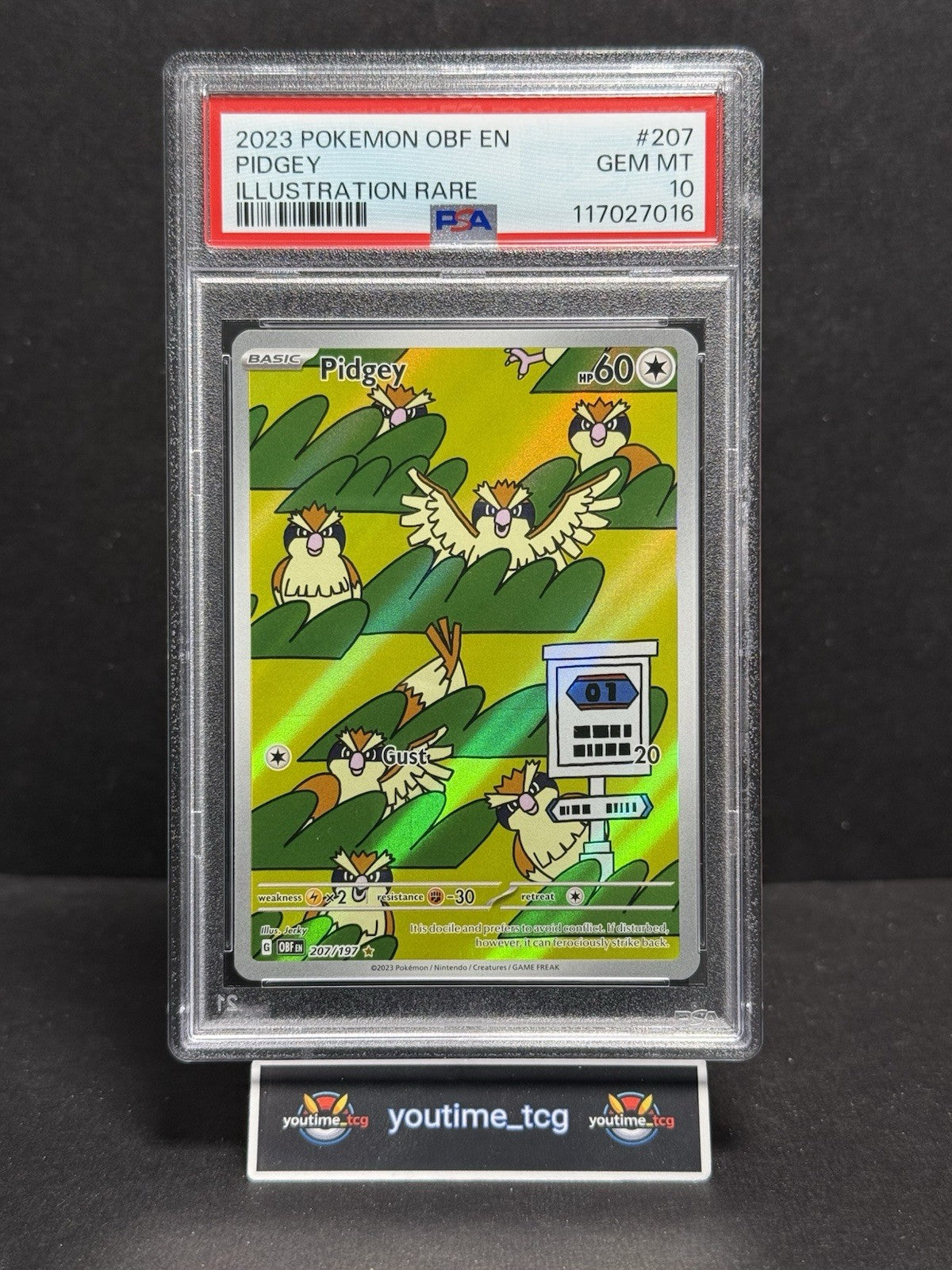 2023 Pokemon Obf En-Obsidian Flames Illustration Rare Pidgey #207 PSA 10