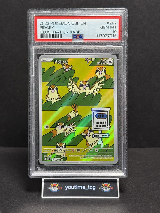 2023 Pokemon Obf En-Obsidian Flames Illustration Rare Pidgey #207 PSA 10
