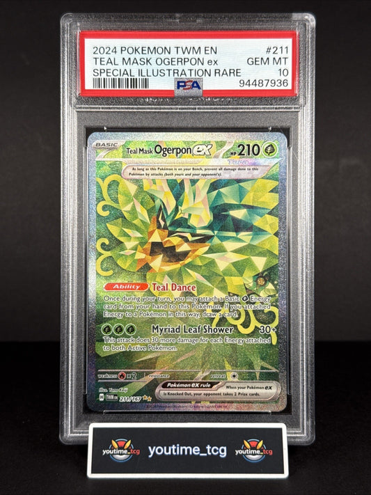 2024 Pokemon Twm En-Twi Mas SIR Teal Mask Ogerpon Ex #211 PSA 10 Crack on Slab