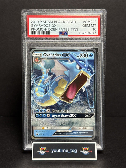 2019 Pokemon Sm BSP Hidden Fates Tins Gyarados Gx #SM212 PSA 10