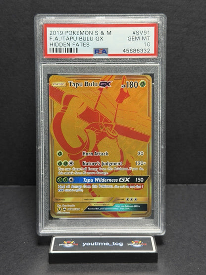2019 Sun & Moon Hidden Fates Shiny Vault: Full Art Tapu Bulu GX #SV91 PSA 10