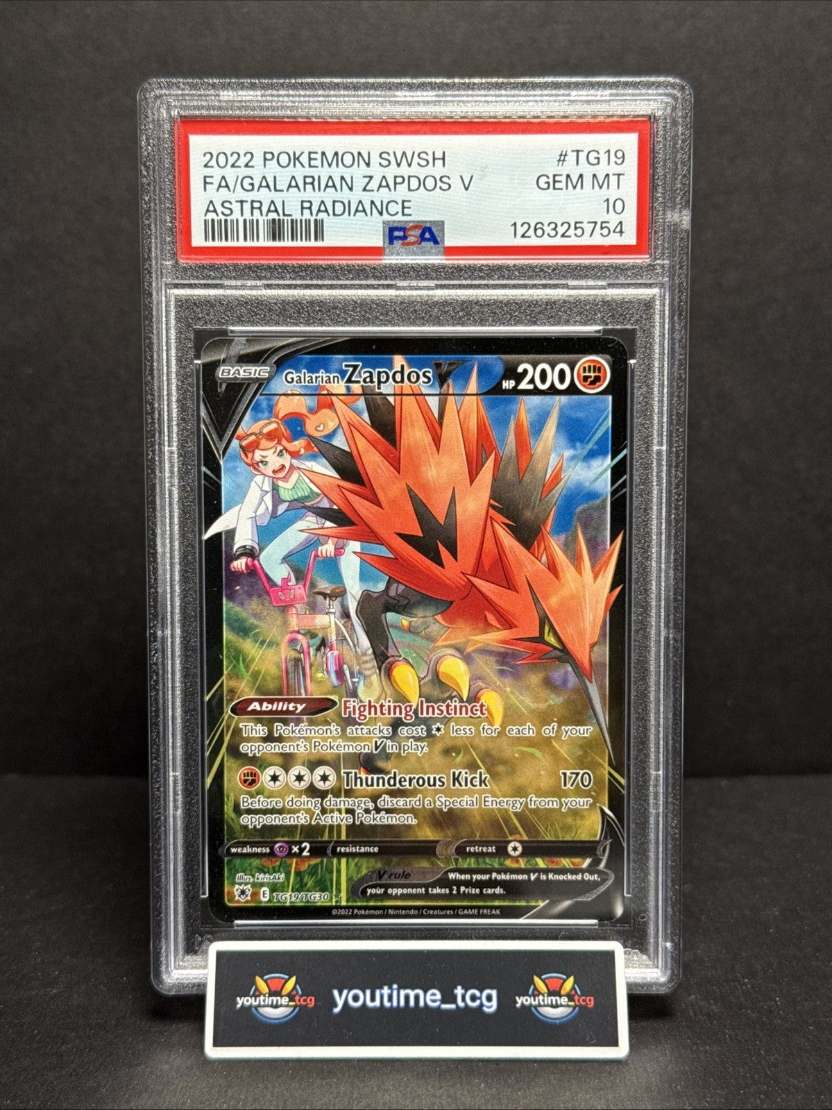 2022 Pokemon Sword & Shield Astral Radiance Fa Galarian Zapdos V #TG19 PSA 10