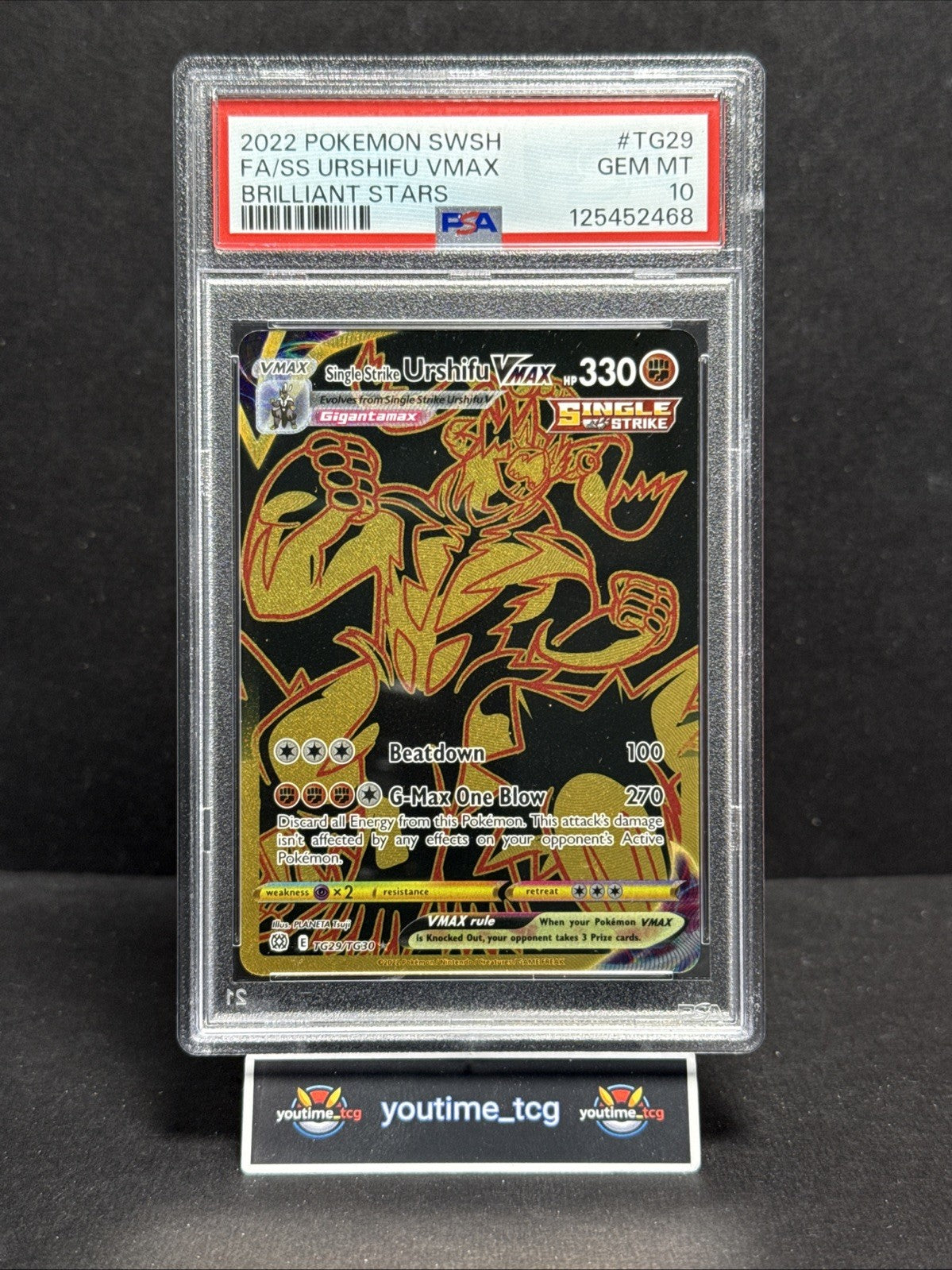 2022 Pokemon S&S Brilliant Stars Fa Single Strike Urshifu Vmax #TG29 PSA 10