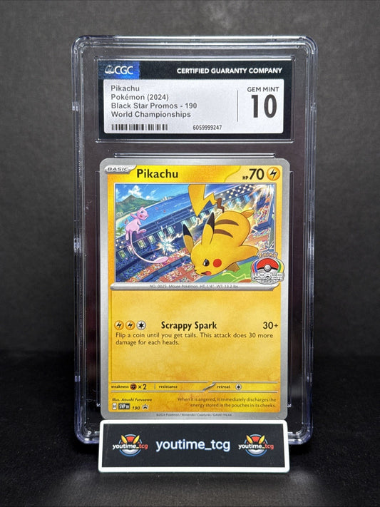 2024 Black Star Promos World Championships Pikachu #190 CGC 10