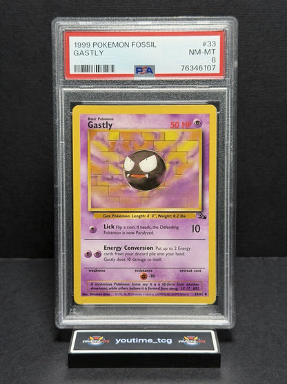 1999 Pokemon Fossil Gastly #33 PSA 8