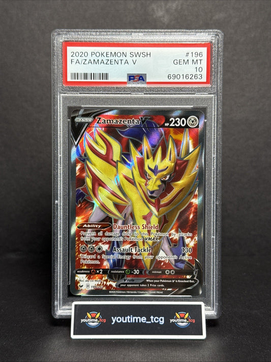 2020 Pokemon Sword & Shield Fa Zamazenta V #196 PSA 10
