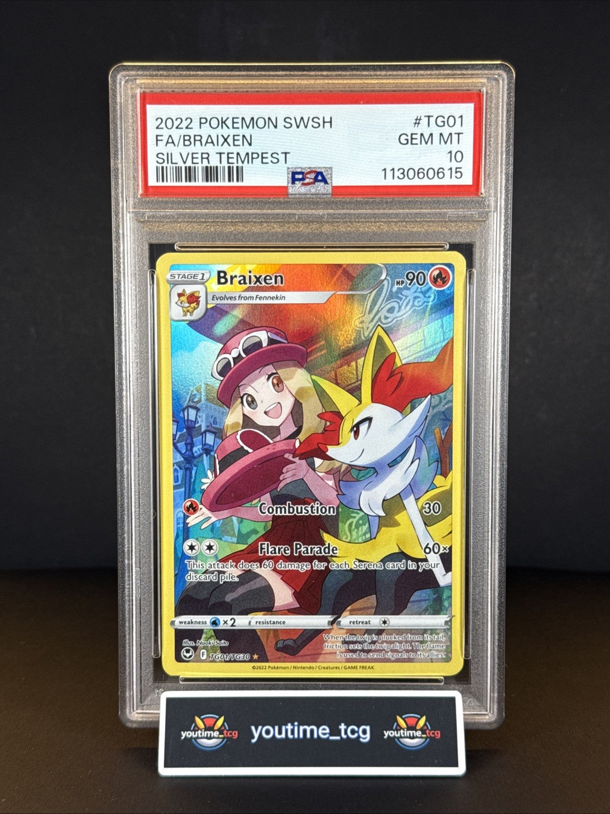 2022 Pokemon Sword & Shield Silver Tempest Fa Braixen #TG01 PSA 10