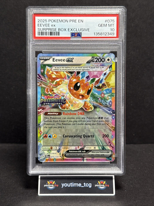 2025 Pokemon Prismatic Evolutions Surprise Box Exclusive Eevee EX #075 PSA 10