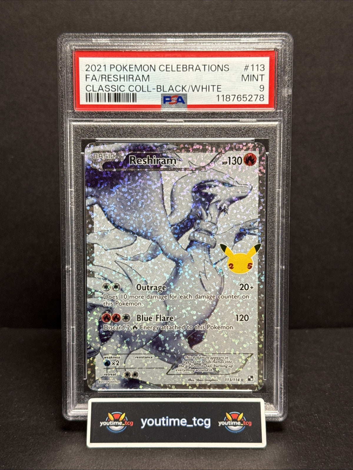 2021 Pokemon Celebrations Classic Collection Fa Reshiram #113 PSA 9