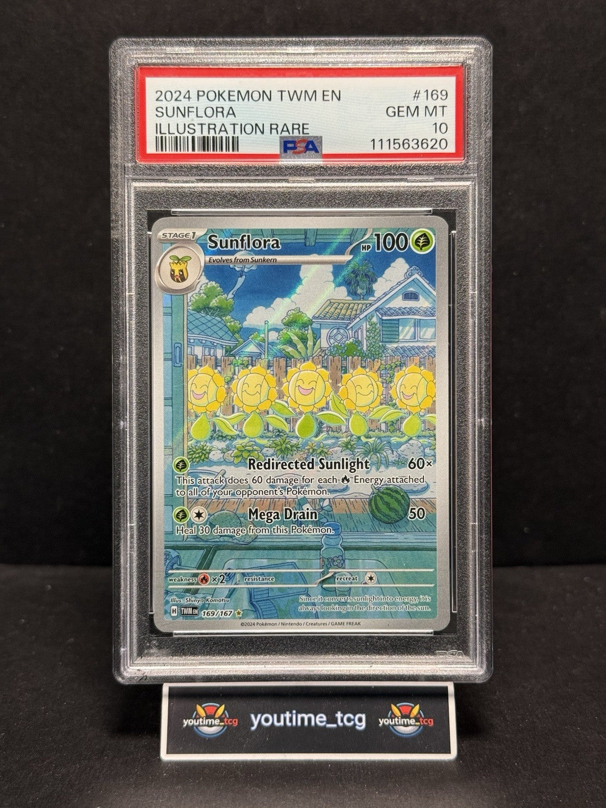 2024 Pokemon Twm En-Twilight Masquerade Illustration Rare Sunflora #169 PSA 10
