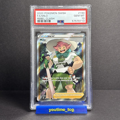 2020 Pokemon Sword & Shield Rebel Clash Fa Milo #190 PSA 10