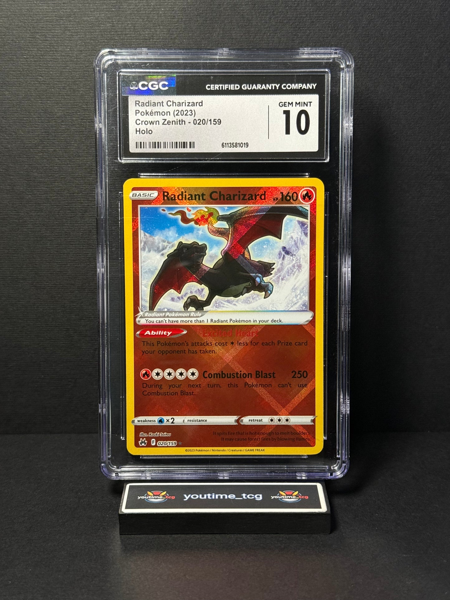 2023 Pokemon Crown Zenith Radiant Charizard #020/159 CGC 10