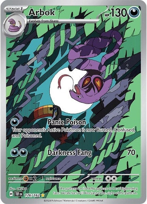 2024 Pokemon Tef En-Temporal Forces Illustration Rare Arbok #176 PSA 10